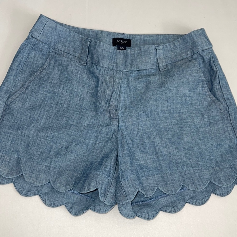 EUC - Chambray Blue JCrew Scalloped Shorts!